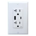 Decorative  20Amp Tamper and Weather Resistant Receptacle with USB-A and USB-C Charger Ports