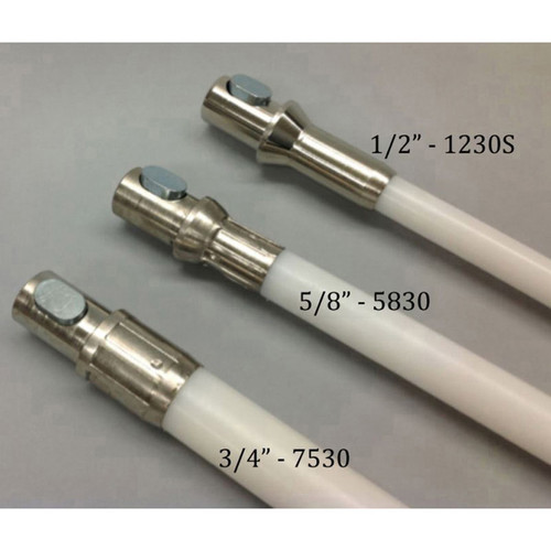 5/8" X 3' Solid Nylon Co-Polymer Medium Stiffness Chimney Rod with ButtonLok Rod - 5830