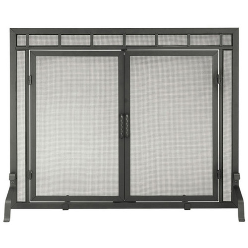 39" W X 31" H MinuteMan Black Wrought Iron Mission Style Screen with Doors - X800285