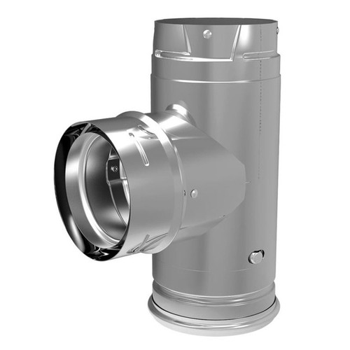 4" PelletVent Pro Galvalume Single Tee with Clean-Out Cap - 4PVP-T1