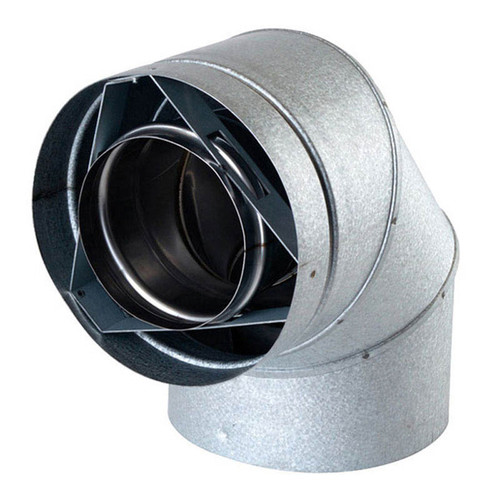 4" Ventis Direct Vent Pipe Stainless Steel Inner/Galvanized Outer 90-Degree Elbow - VDV-EL0490