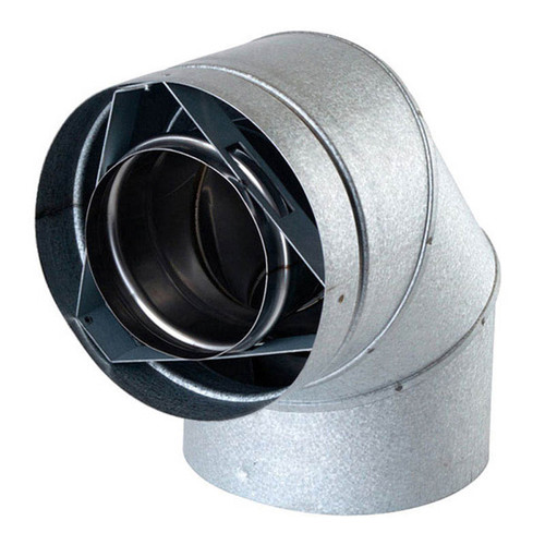 5" Ventis Direct Vent Pipe Stainless Steel Inner/Galvanized Outer 90-Degree Elbow - VDV-EL0590