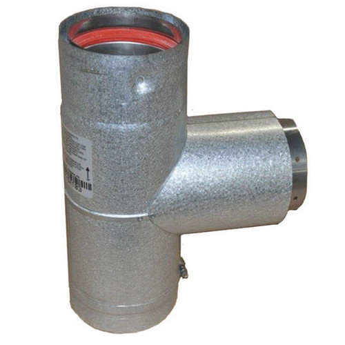 3" Ventis PelletVent Pipe 304L Inner/Galvanized Outer Stove Adaptor Tee with Cap - VP-SAT03