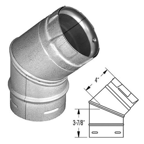 4" PelletVent Pro Double-Wall Galvalume 45-Degree Elbow - 4PVP-E45