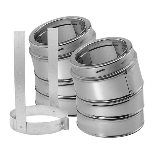 7" DuraVent DuraTech Double-Wall Stainless Steel 15-Degree Elbow Kit - 7DT-E15KSS