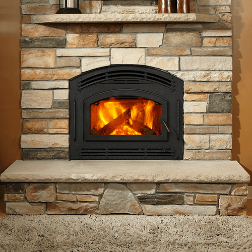 Majestic Pioneer II Black Wood-Burning Fireplace with Arch Door - Pioneer-II-C