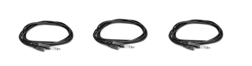Hosa MHE-325 Headphone Adaptor Cable, 3.5 mm TRS to 1/4 in TRS, 25 ft (3 Pack)