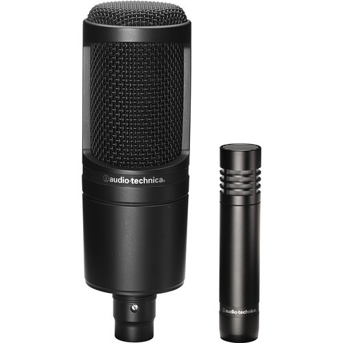 Audio-Technica AT2041SP 20 Series Studio Pack; AT2020 & AT2021 cardioid condenser microphones with stand mount, stand clamp and protective pouches