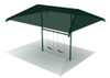 8 Feet High-Elite Single Post Swing Set with Shade - 1 Bay - Green