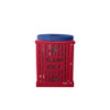 Square Trash Receptacle - Red with Blue lid