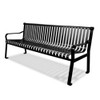 Outdoor Courtyard Slatted Steel Bench with Back - Portable