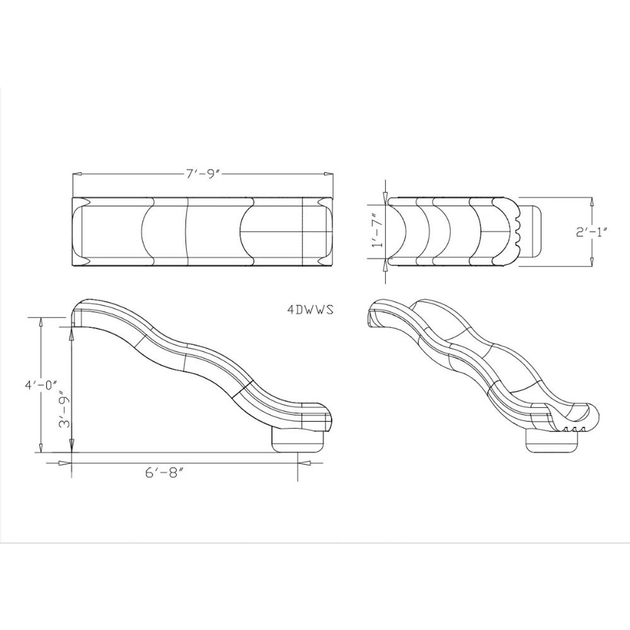 Double Wall Wave Slide - Dimensions