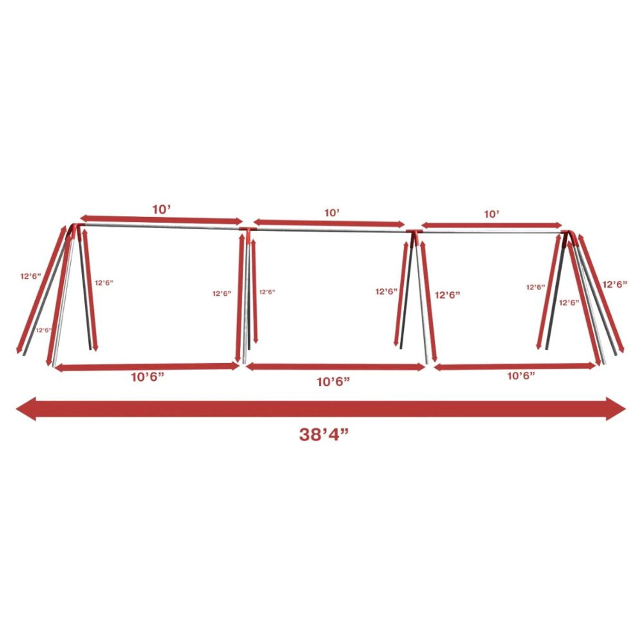 Tripod Swing Set with 6 swings - dimensions