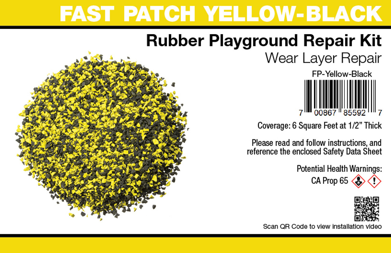 Fast Patch Yellow - Black  Poured-in-Place Surfacing Repair Kit Fix Rubber Playground
