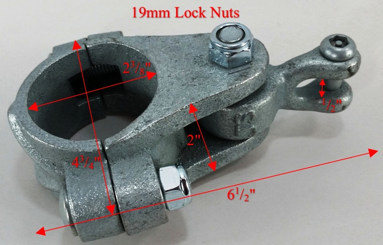 2 3/8" OD Ductile Iron Swing Hanger w/Shackle Pendulum Dims