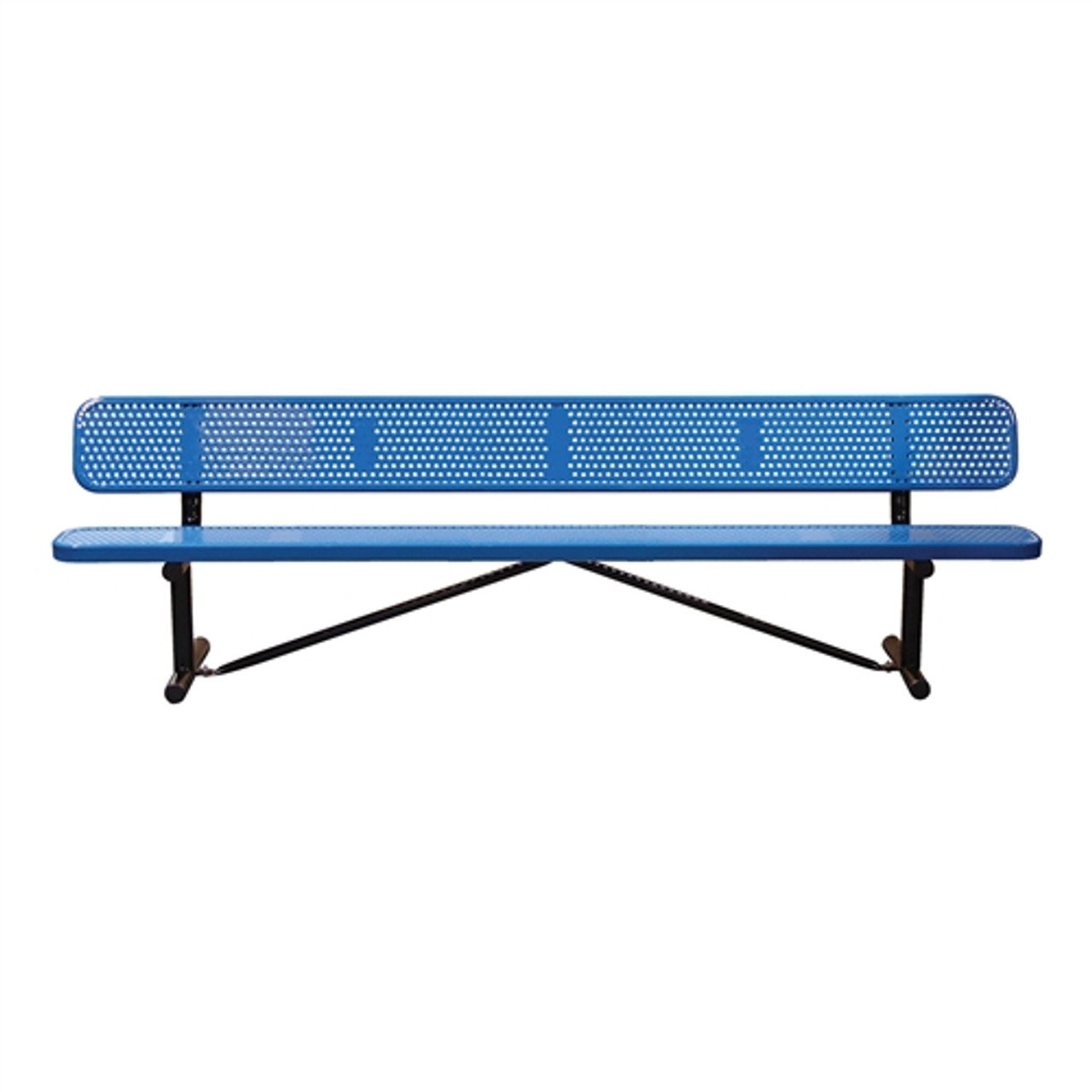 15' Punched Steel Bench with Back - Portable