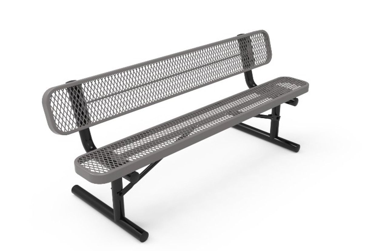 6 Expanded Metal Bench w Back Portable