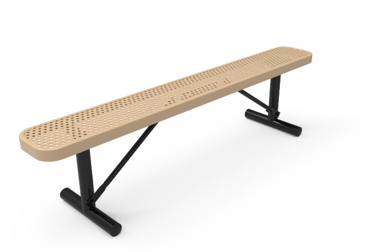 8' Punched Steel Bench No Back - Portable