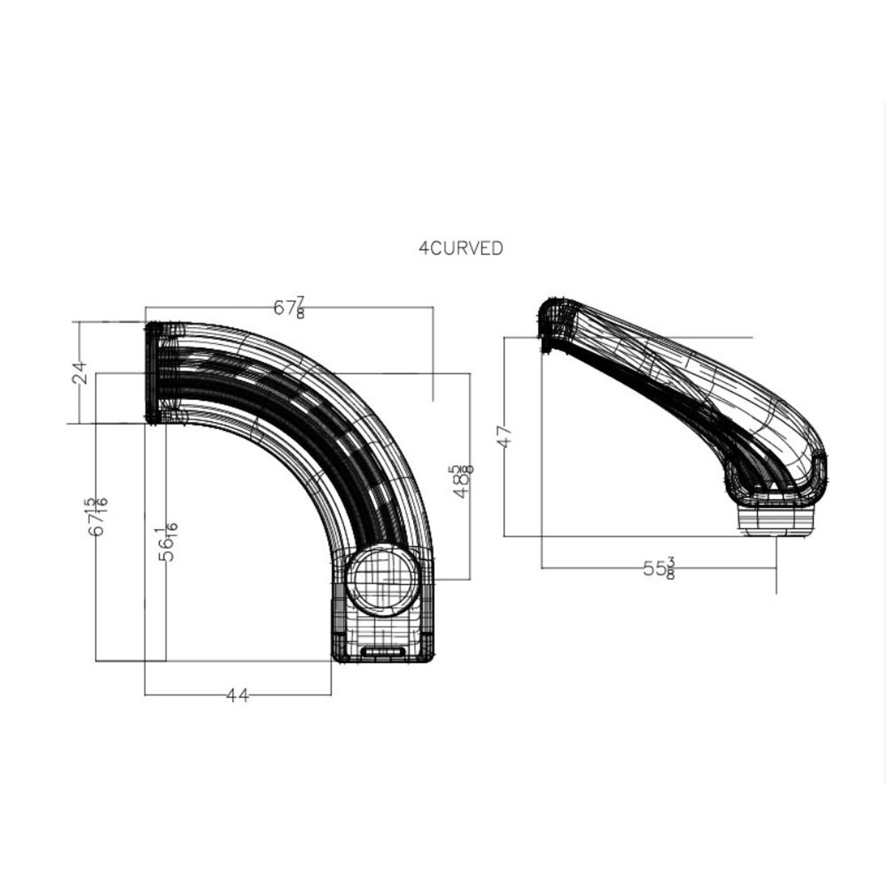 4ft Deck Height Curved Right Turn Slide drawing