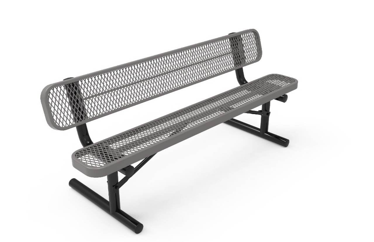 4 Foot Metal Bench with Back - Portable - Expanded Metal