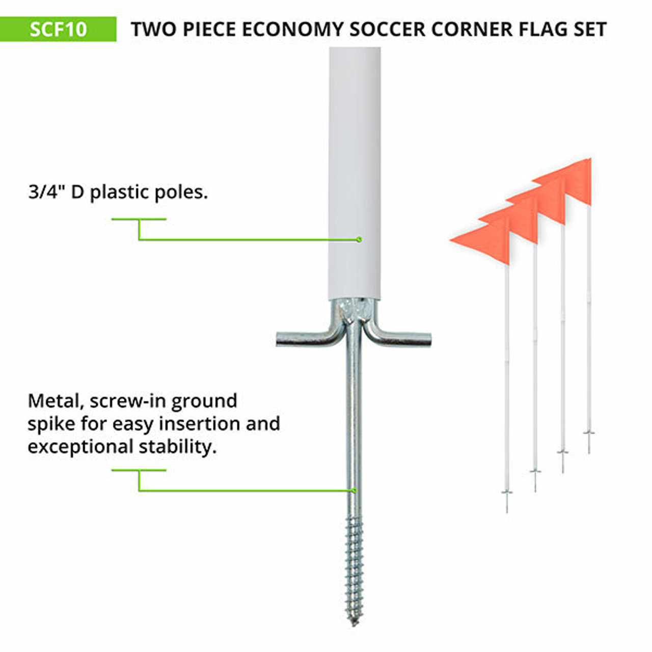 Two Piece Economy Soccer Corner Flags Mounting