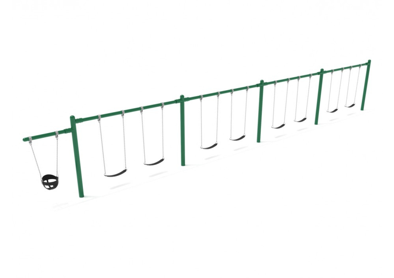 7/8 Feet High Elite Cantilever Swing Set - 4 Bays 1 Cantilever - Green Frame
