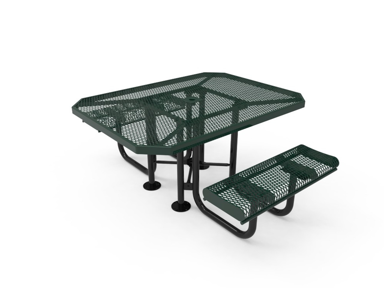 46" Octagon ADA 2 Seat Metal Outdoor Table Expanded Metal with Rolled Edges - Portable