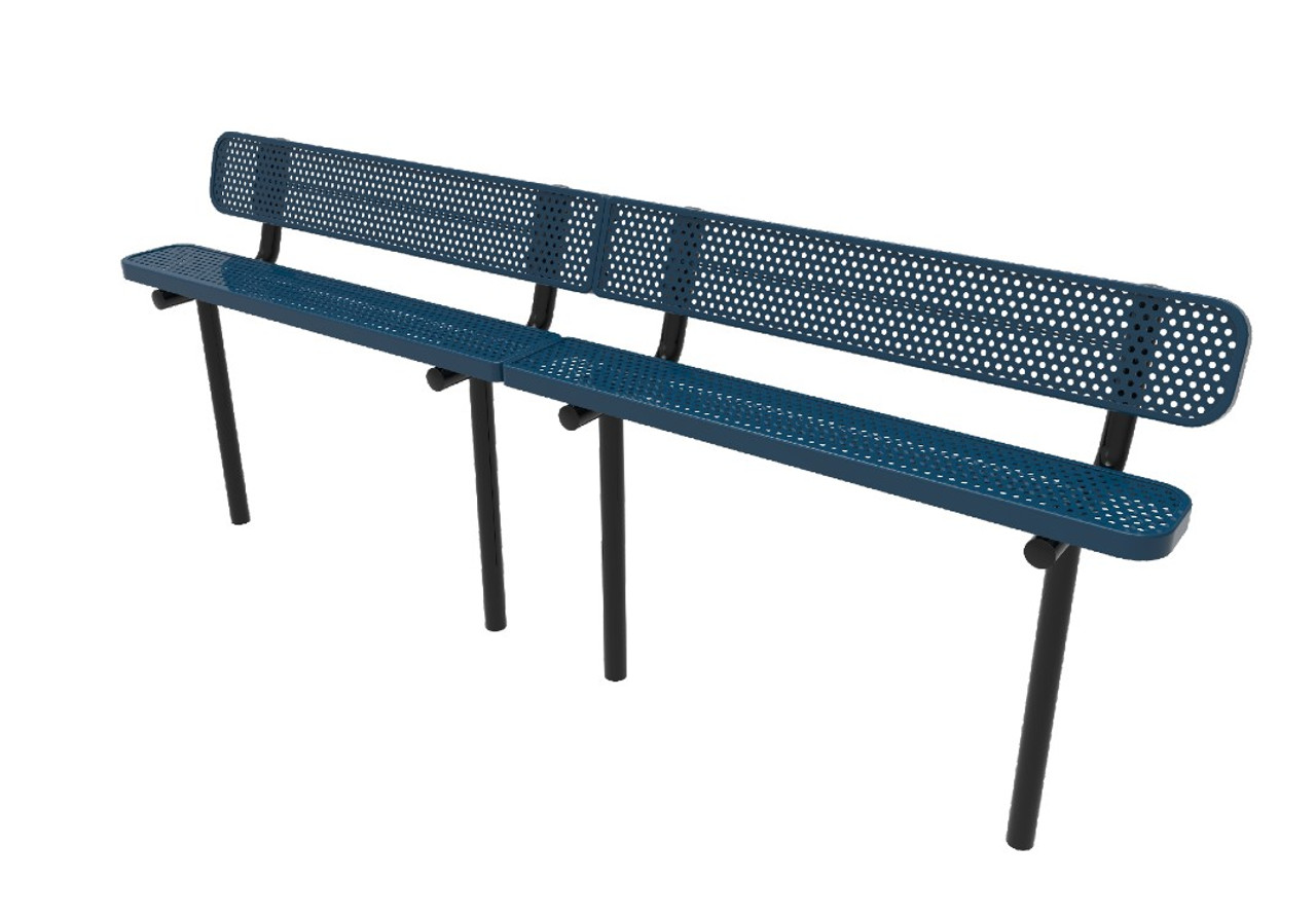 10' Punched Steel Bench With Back - Inground Mounting