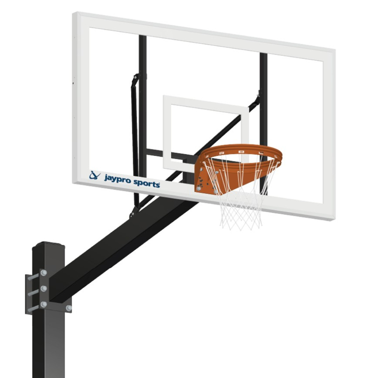 Basketball System - Titan (Powder Coated) Black (6 in. x 6 in. Pole with 6  ft. Offset) - 72 in. Acrylic Backboard - Playground Goal