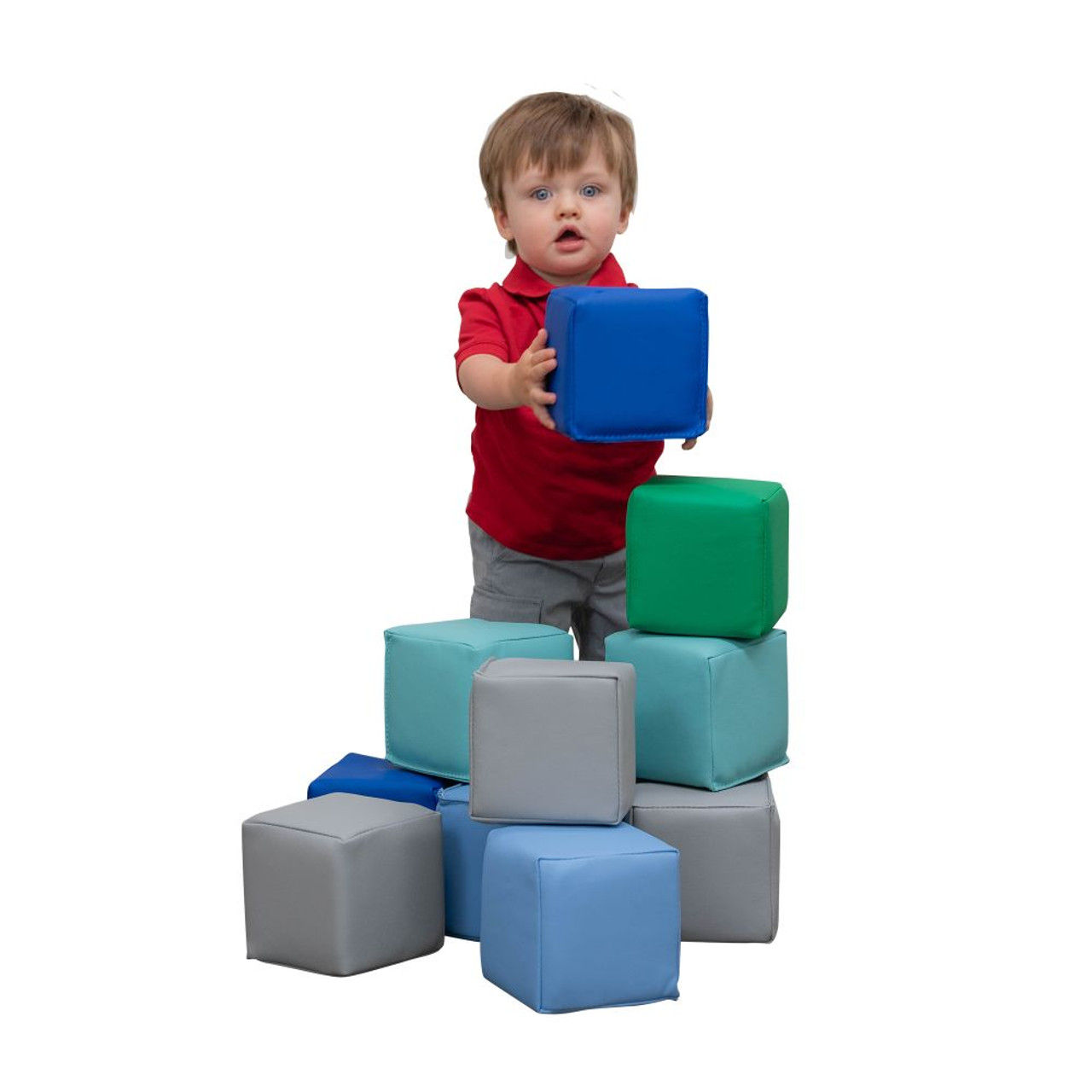 12 Primary-Colored Toddler Baby Blocks