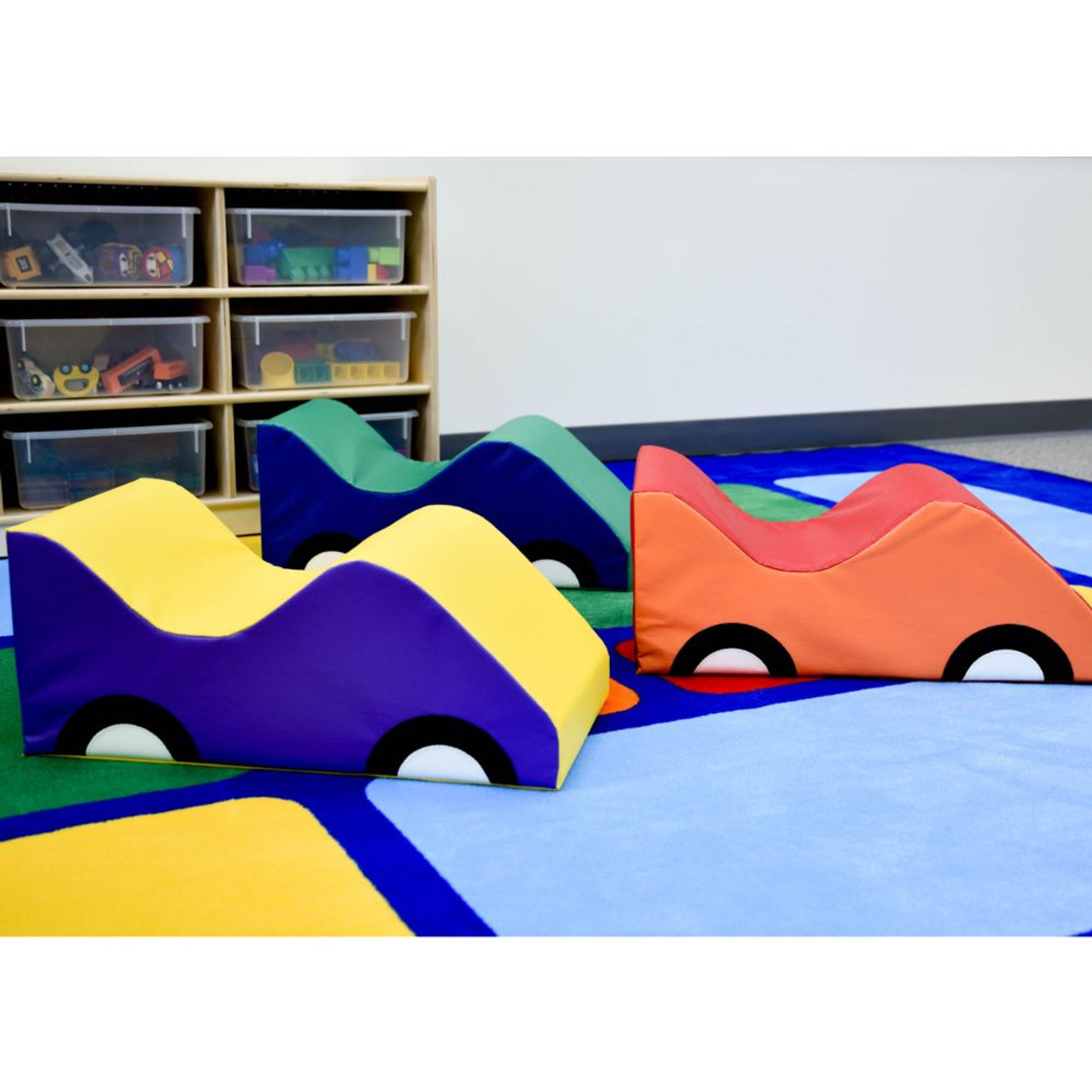 3 Soft Play Wide Cars - side