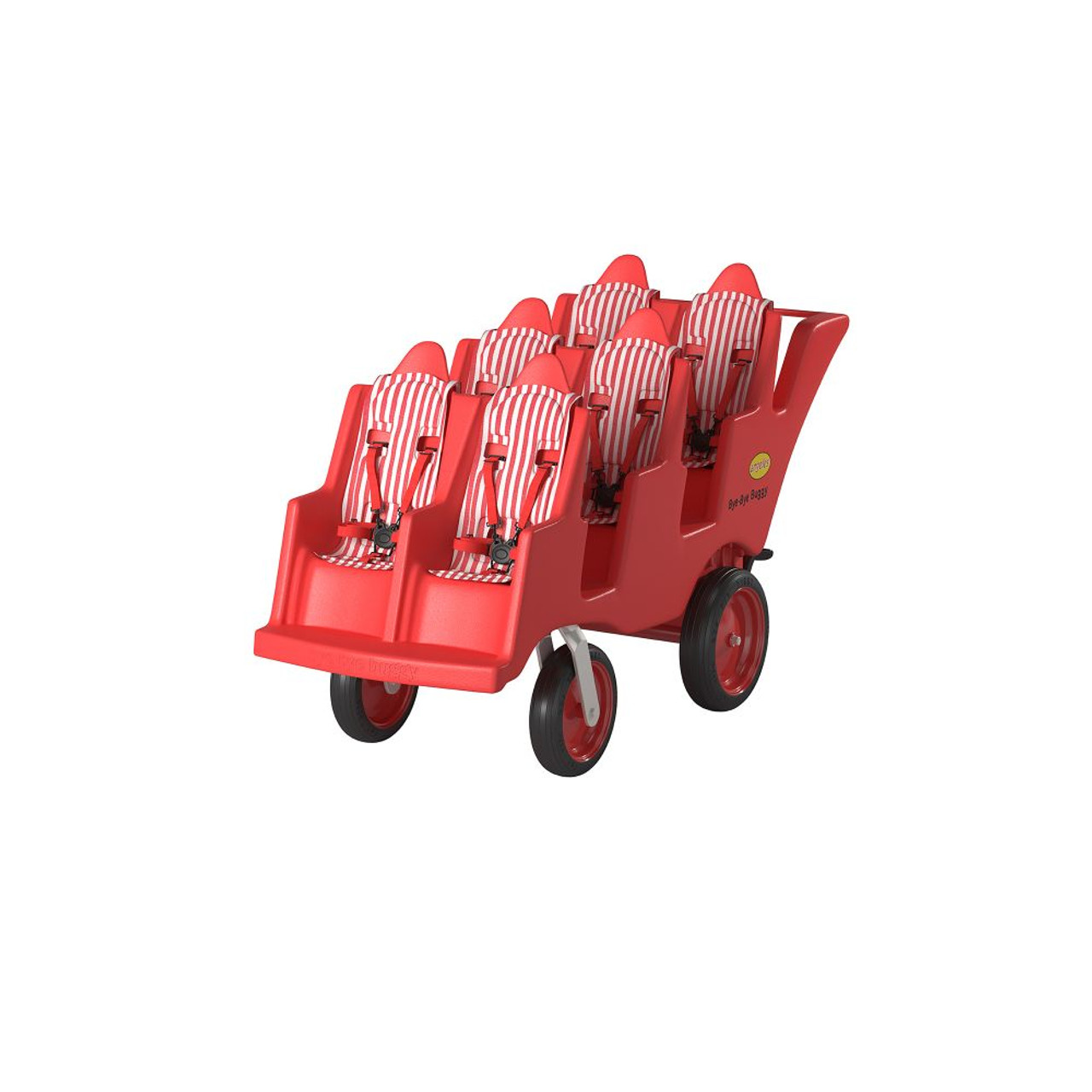 6 Passenger Never Flat ''Fat Tire'' Bye Bye Buggy - red and white stripe seat pads