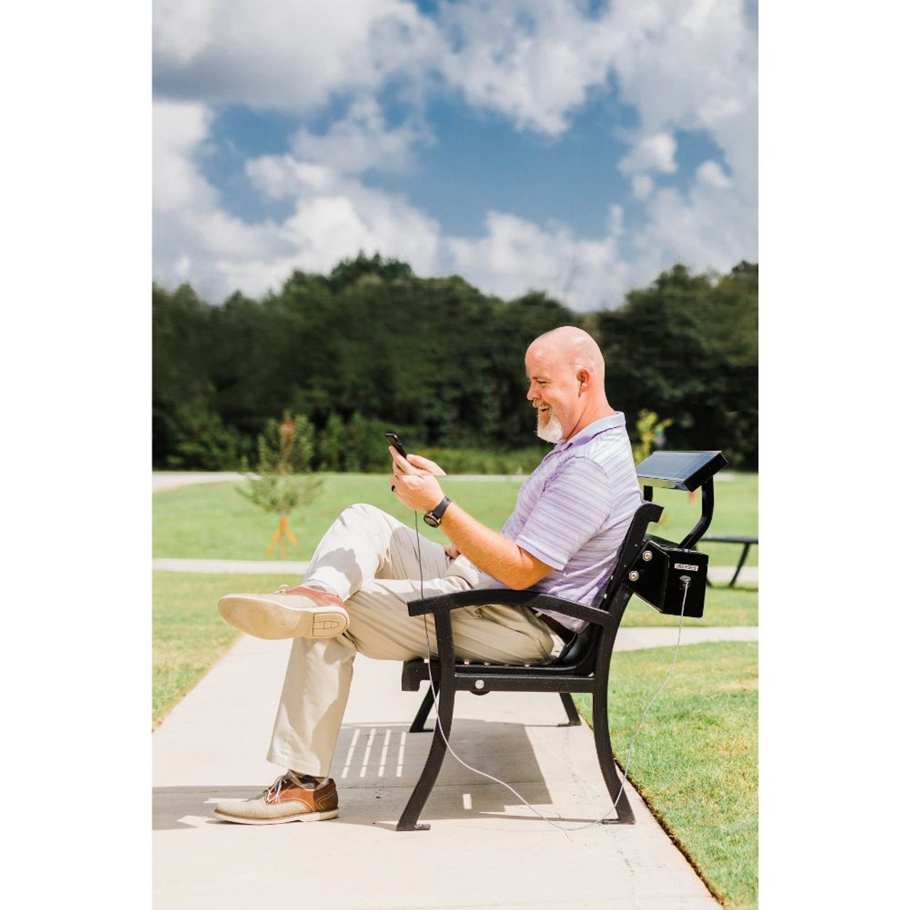 Park round bench with a built-in solar battery for charging the gadgets  SMART EKO CITY Model SC20. Price - Stolb - Model SC20