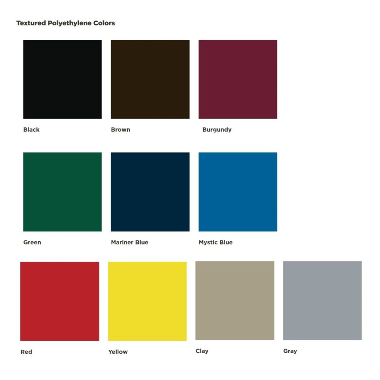 Polyethylene color choices - call to order other options