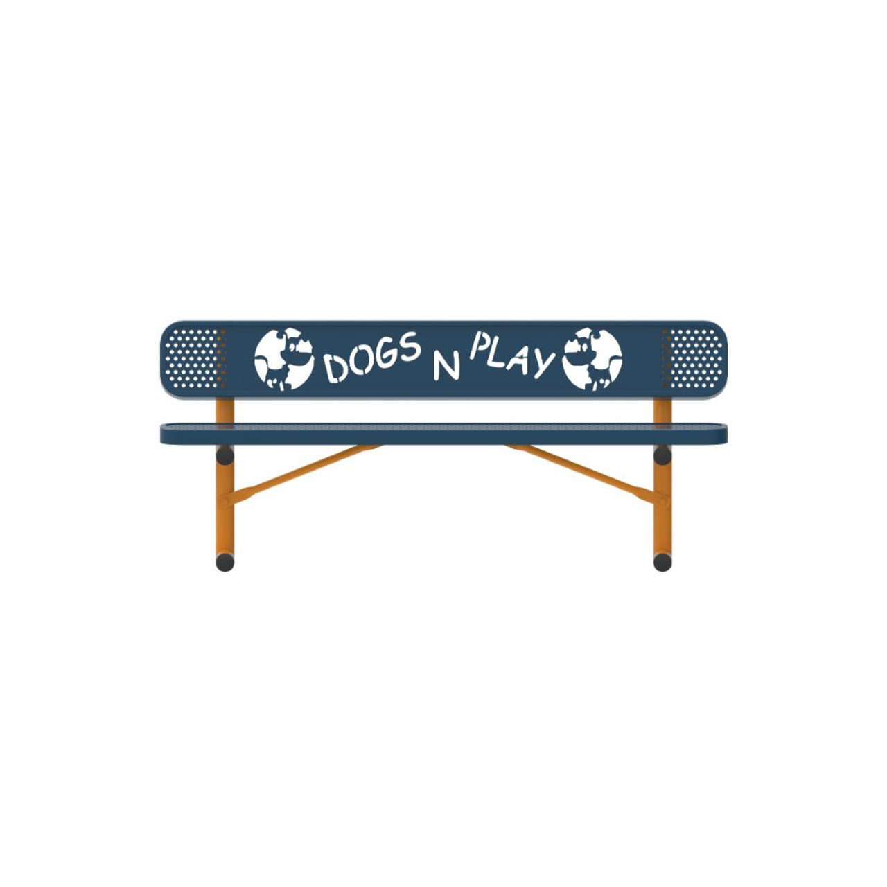 6' Dog Themed Bench - Punched Steel - Portable - light blue