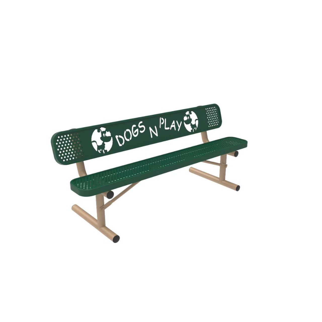 Metal Bench for dog park with portable base - green seat