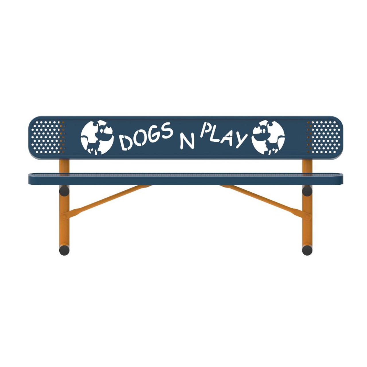 6' Dog Themed Bench - Punched Steel - Portable - light blue 6' Dog Themed Bench - Punched Steel - Portable - light blue