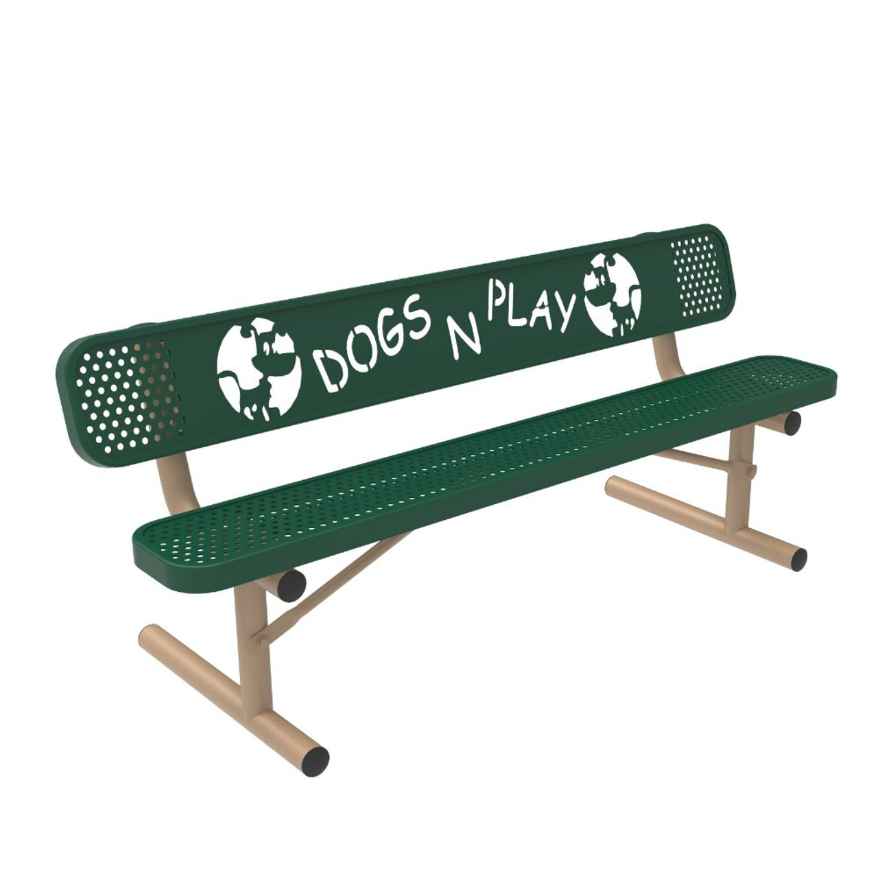 Metal Bench for dog park with portable base - green seat Metal Bench for dog park with portable base - green seat