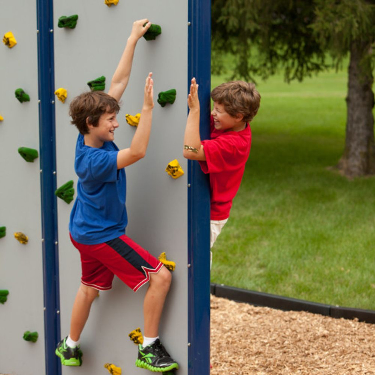 Double sided rock climbing wall