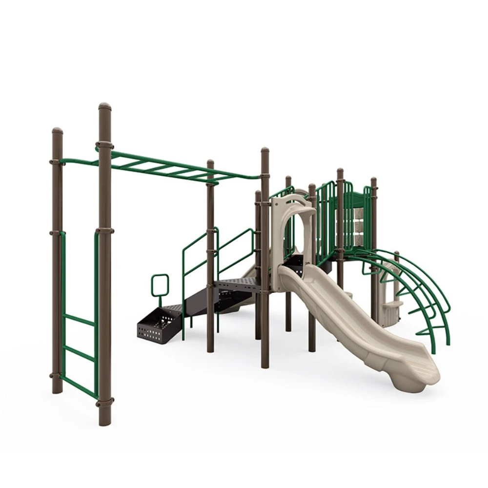 Outdoor Playground Tunnel Rush Playset with Overhead Ladder Bars - Nature