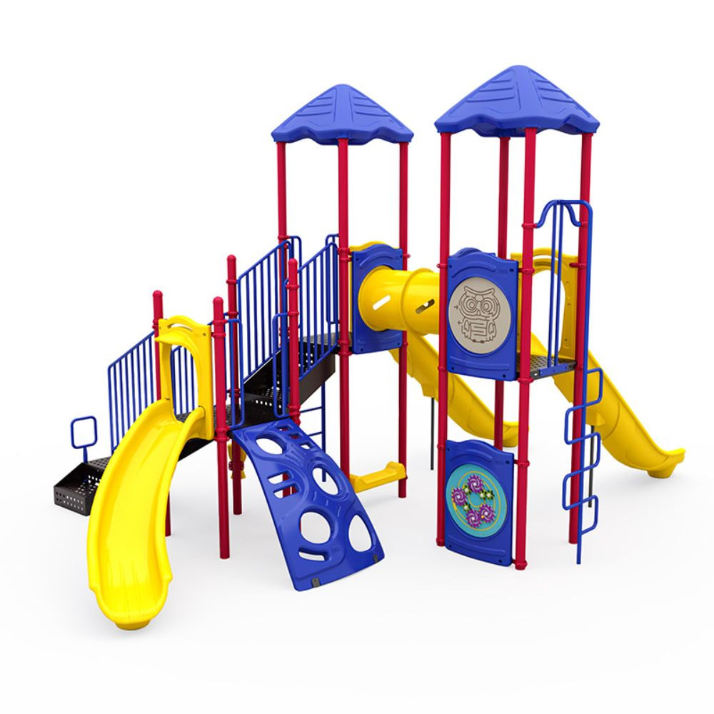 Outdoor Playground Ridge Racer Playset -  Primary - Curved Slide Side