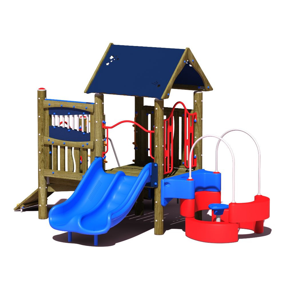 Rocky Top with Double Slide - Conditioned Wooden Play Set - Playful Color