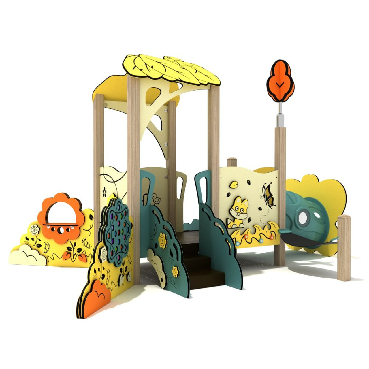 Carolina Silverbell Playset Outdoor Playground Toddler Play House with Open Canopy
