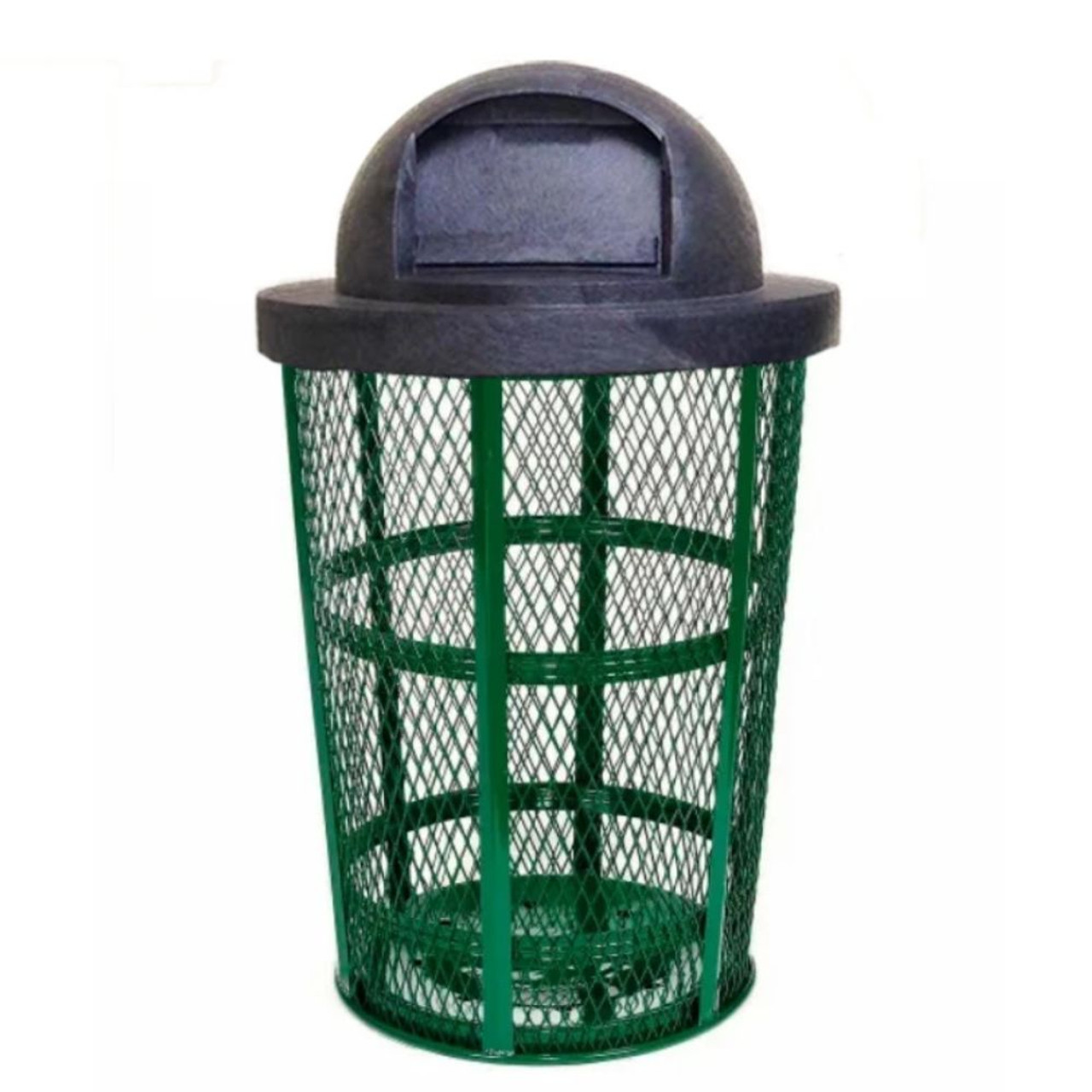 Steel Mesh Outdoor Trash Receptacle - Green