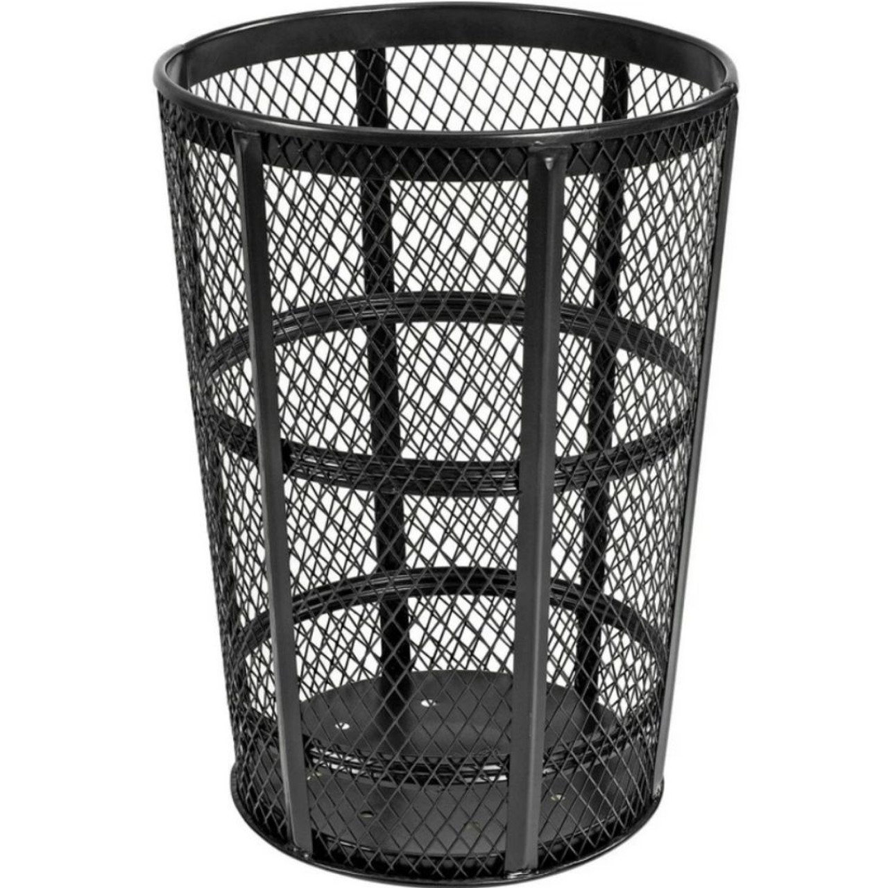 Round Outdoor Trash Can - Black