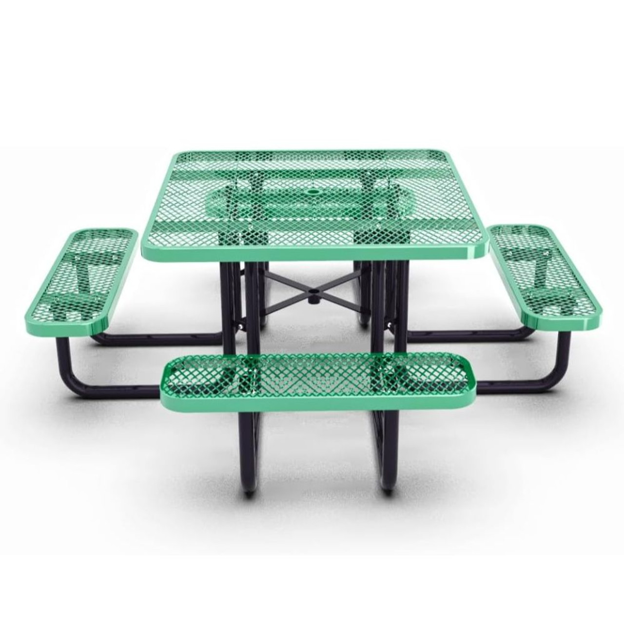 Square Top Outdoor Metal Picnic Table - Green