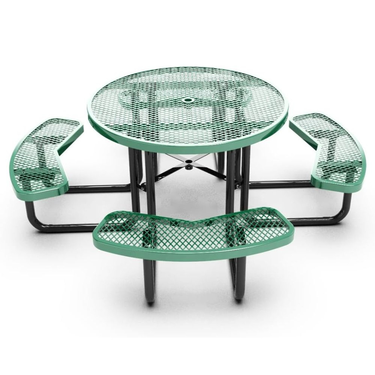 Round Expanded Metal Picnic Table - Portable - Thermoplastic Coat