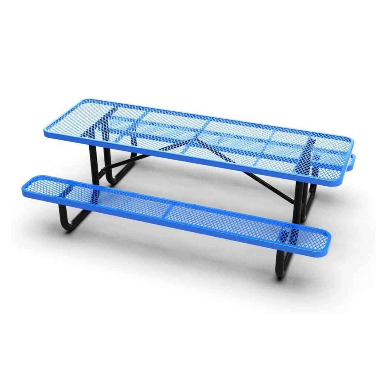 Rectangular Expanded Metal Picnic Table - Portable - Thermoplastic Coat