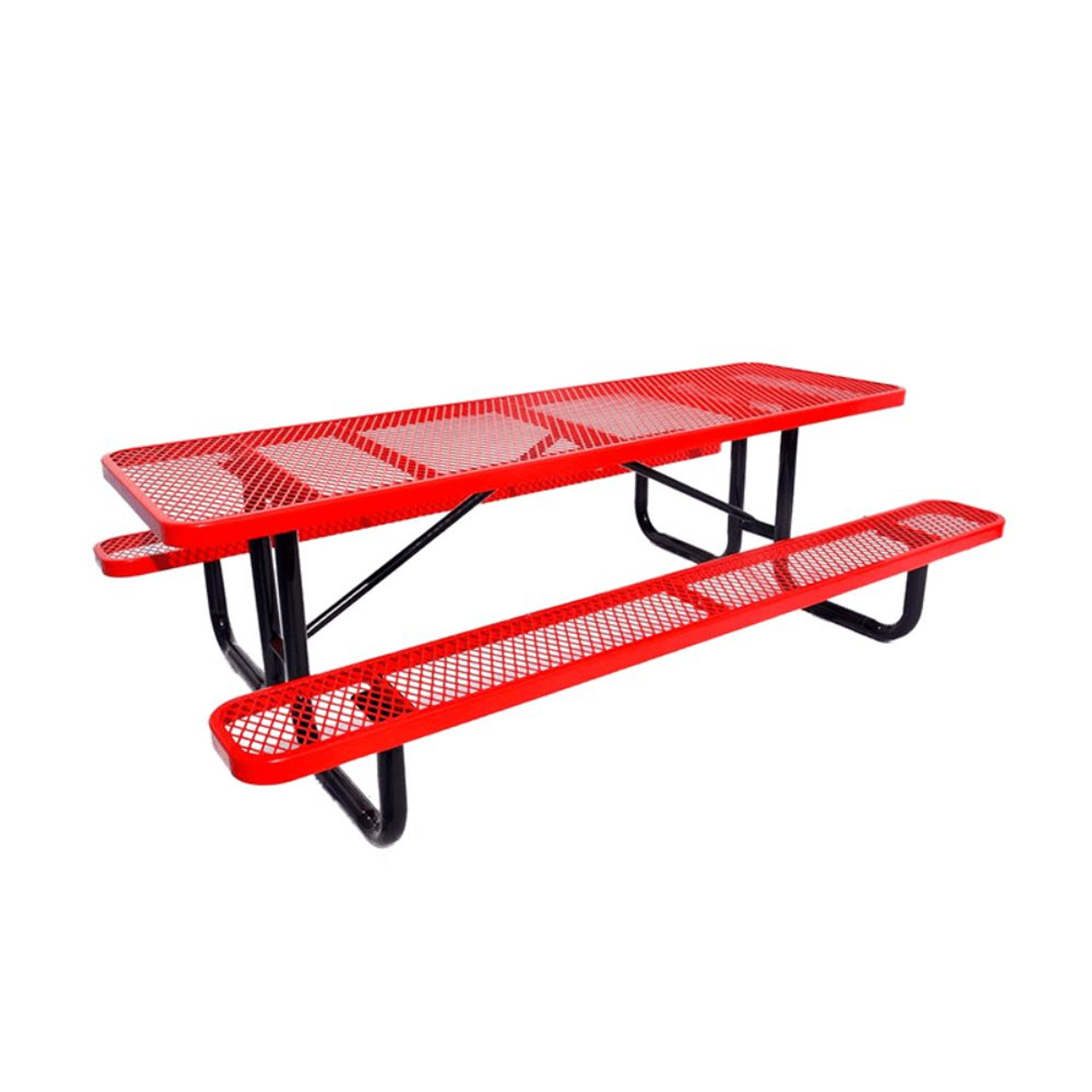Outdoor Rectangle Metal Picnic Table - Red