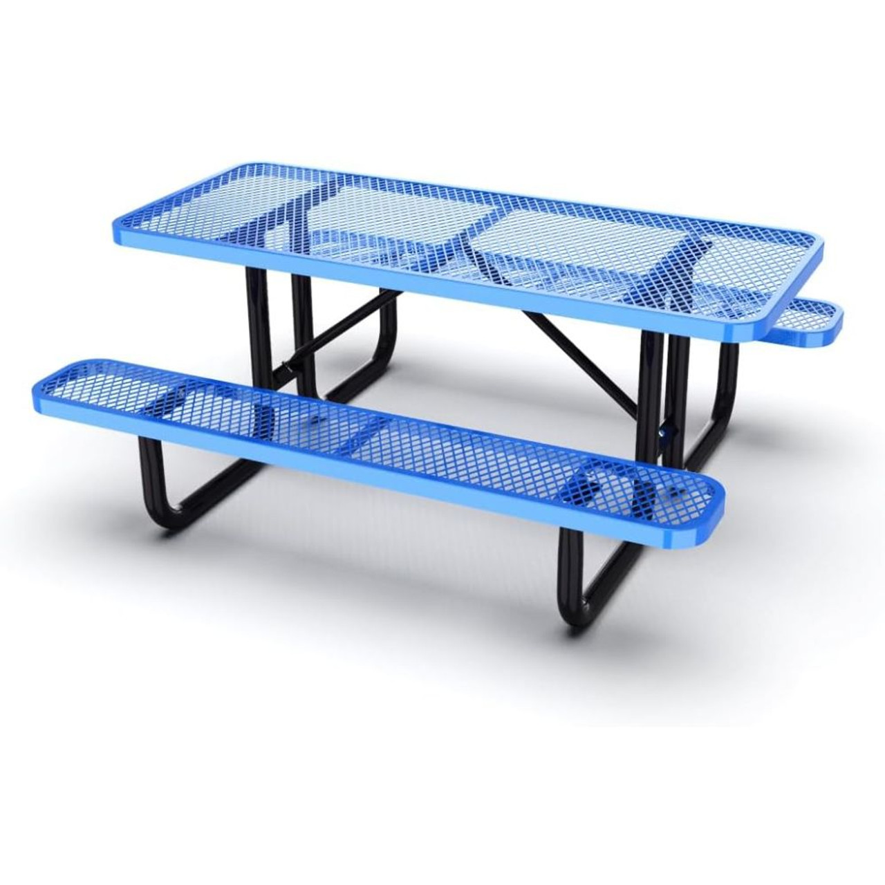 Rectangular Expanded Metal Picnic Table - Portable - Thermoplastic Coat